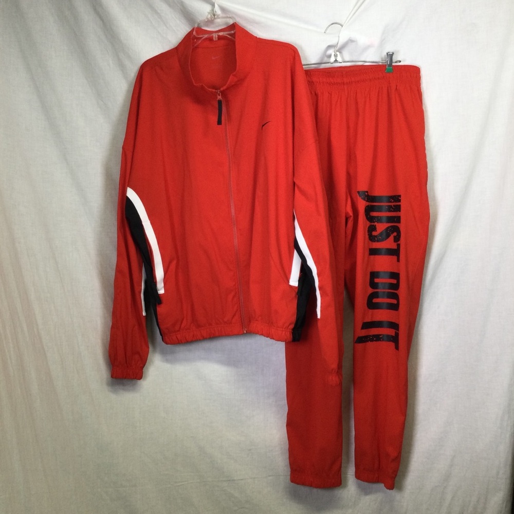 Nike Mens Red Tracksuit with Black/White Accents “Just do It” Graphic Sz XL
